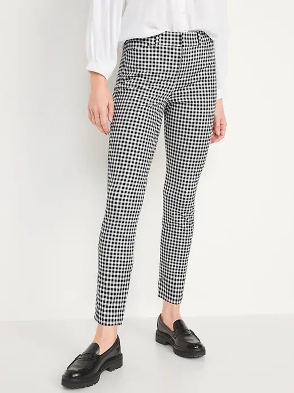 High-Rise Pixie Skinny Ankle Pants in Black/White Gingham